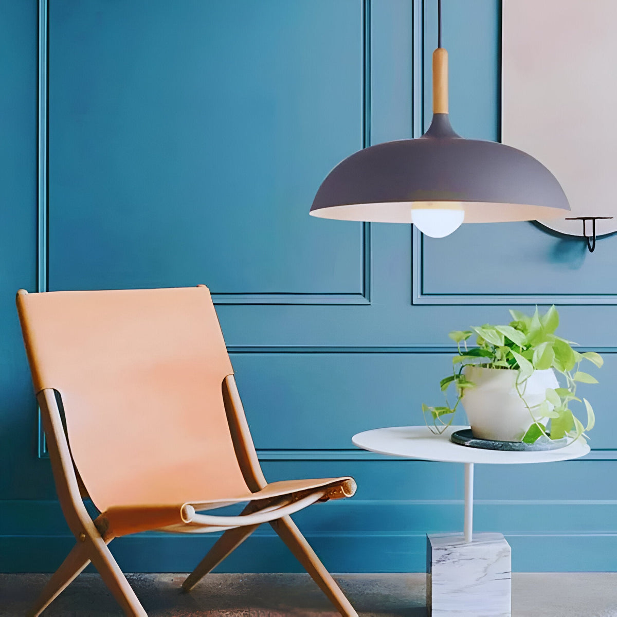 Lámpara colgante de madera y hierro, estilo escandinavo Japandi, redonda, E27, Ø35 Ø60, comedor, cocina | Sansoti