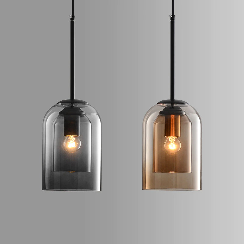 Doppelte Glas-Hängelampe Transparentes Glas Nordic Design Skandinavisch Kücheninsel Esszimmer Wohnzimmer Modern Leuchte Deckenleuchte E26/E27 Verstellbare Kabel Elegante Beleuchtung | Sansoti