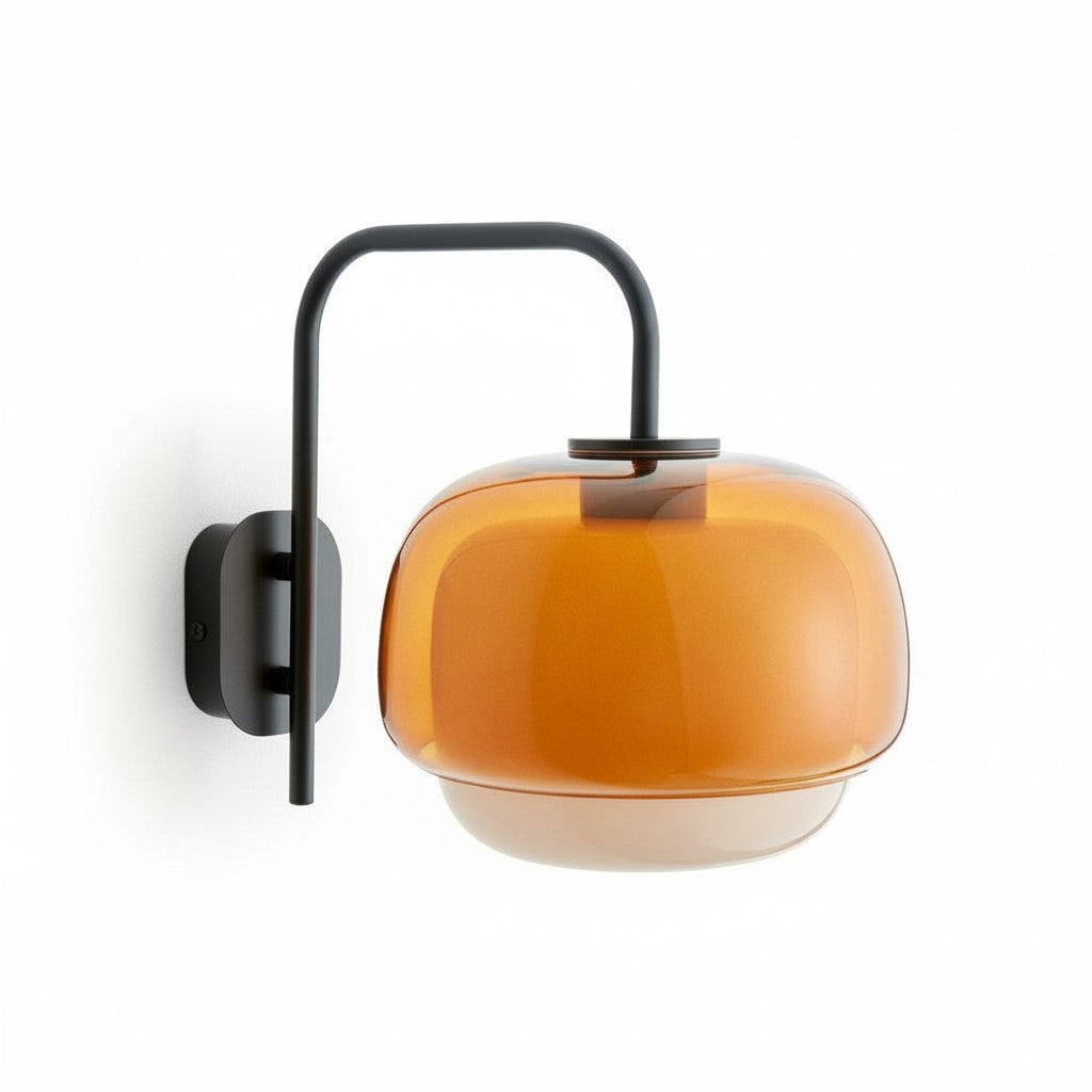 Colored Glass Wall Lamp with Round Shade – Green, Pink, Orange – Modern LED Lighting | Sansoti
