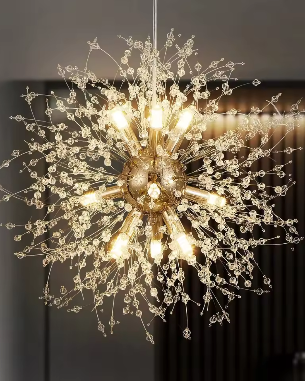 Star-Shaped Chandelier with Metal Branches Gold Silver for Living Room Dining Room Modern Interior Pendant Ceiling Light 40-60cm | Sansoti