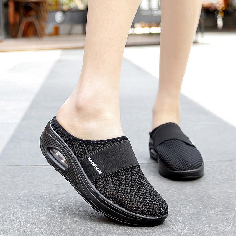 Orthopedic Slippers with Air Cushion Ergonomic Slip-on Shoes Diabetes Feet Breathable Mesh Extra Soft Foot Support Non-Slip Sole Women Men Indoor Outdoor Comfort Shoes | Sansoti
