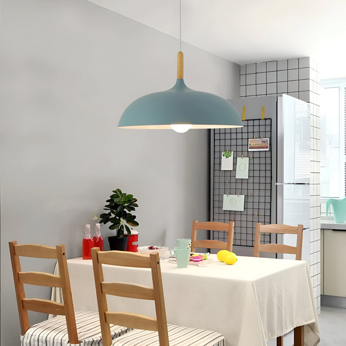 Lámpara colgante de madera y hierro, estilo escandinavo Japandi, redonda, E27, Ø35 Ø60, comedor, cocina | Sansoti