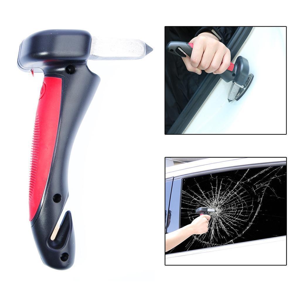 Multifunktionaler Auto-Notfallhammer mit LED-Taschenlampe, Sicherheitstool, Gurtschneider, Haltegriff und Fensterbrecher | Sansoti