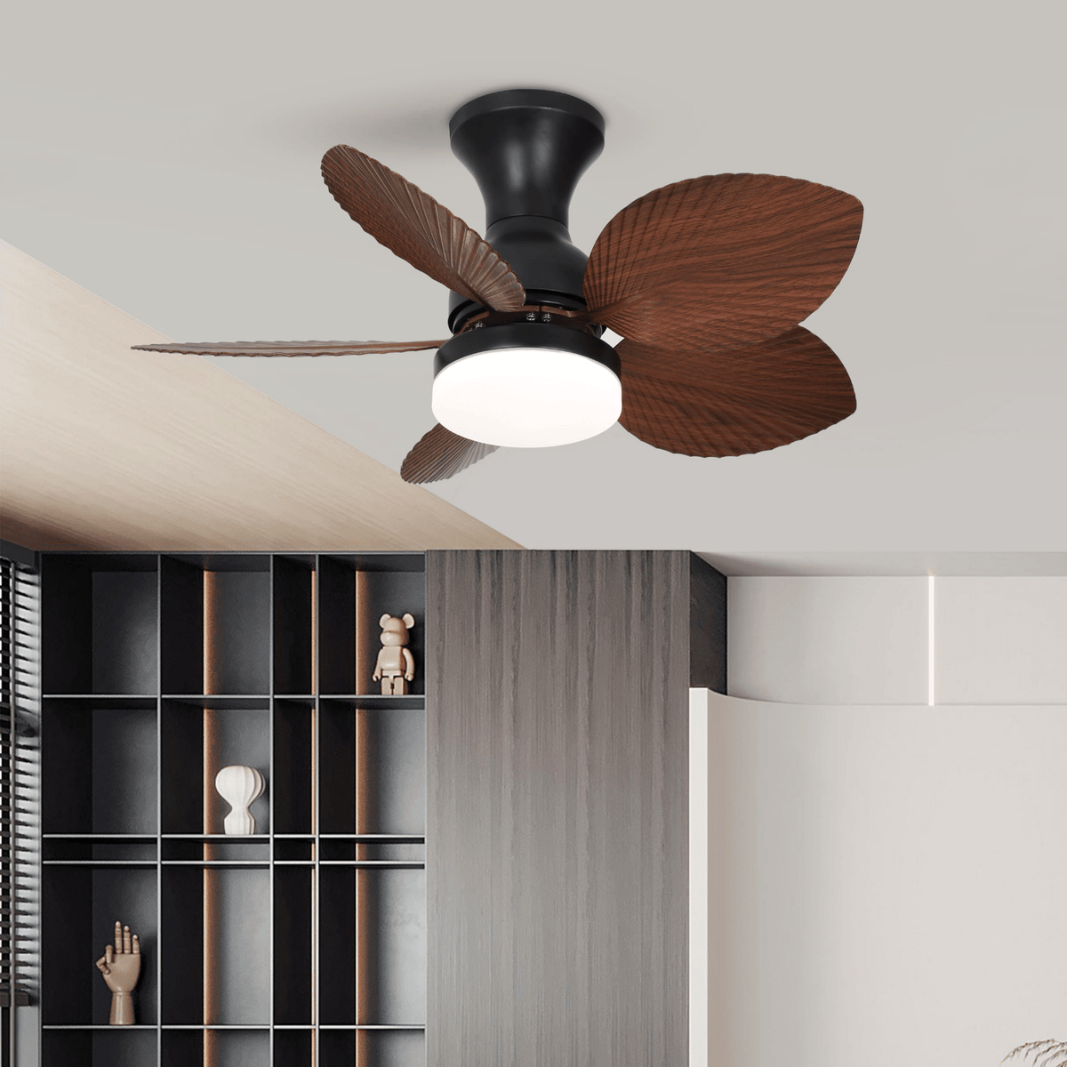 Deckenventilator mit Beleuchtung Florence im Vintage-Holzlook — Design-Deckenventilator mit Lampe, 6 Geschwindigkeiten, Fernbedienung, E27 oder LED, geeignet für Wohnzimmer und Schlafzimmer | Sansoti