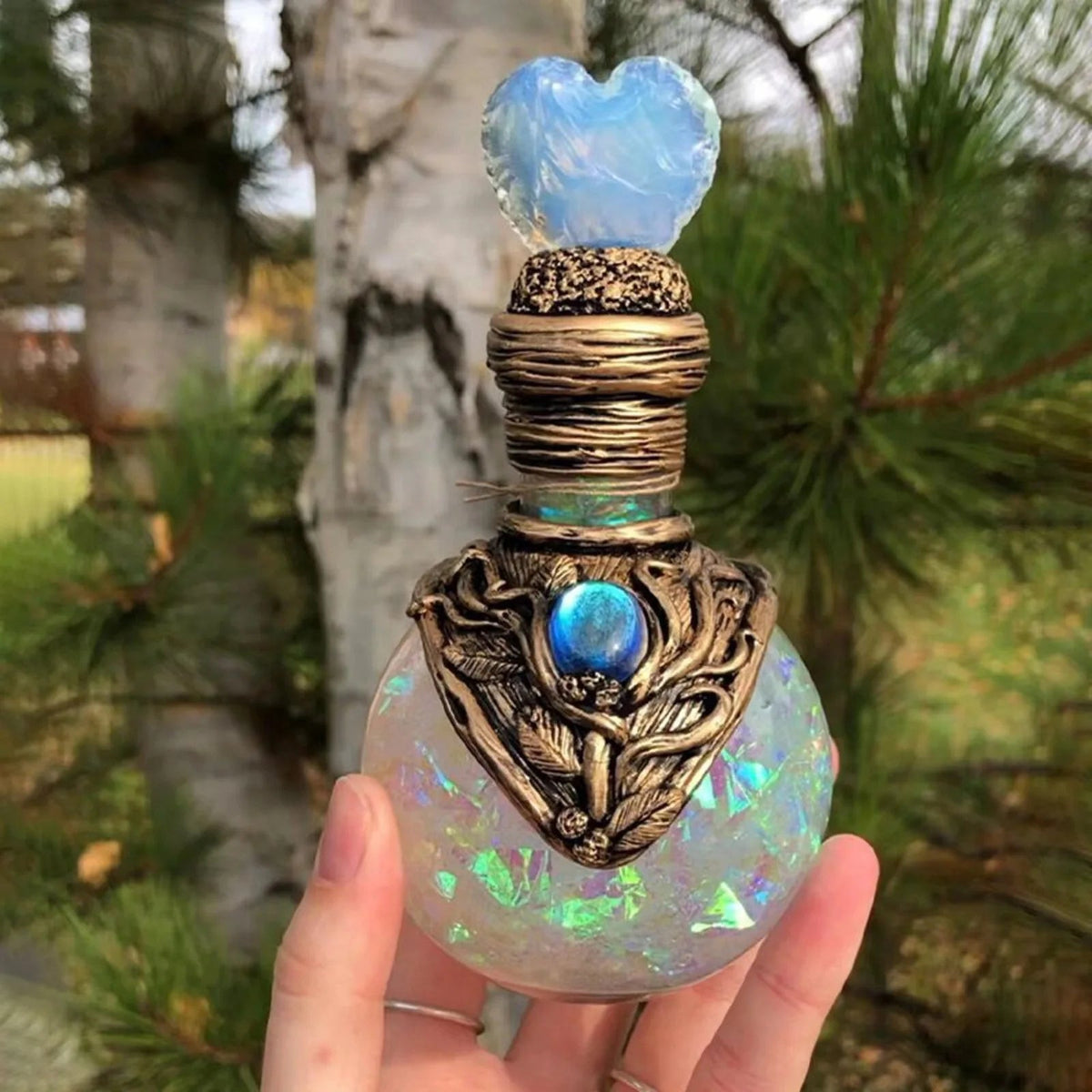 Moonlight Fantasy Bottle Decoration Resin Tabletop Object Mystical Mermaid Glow Collectible Desk Living Room | Sansoti