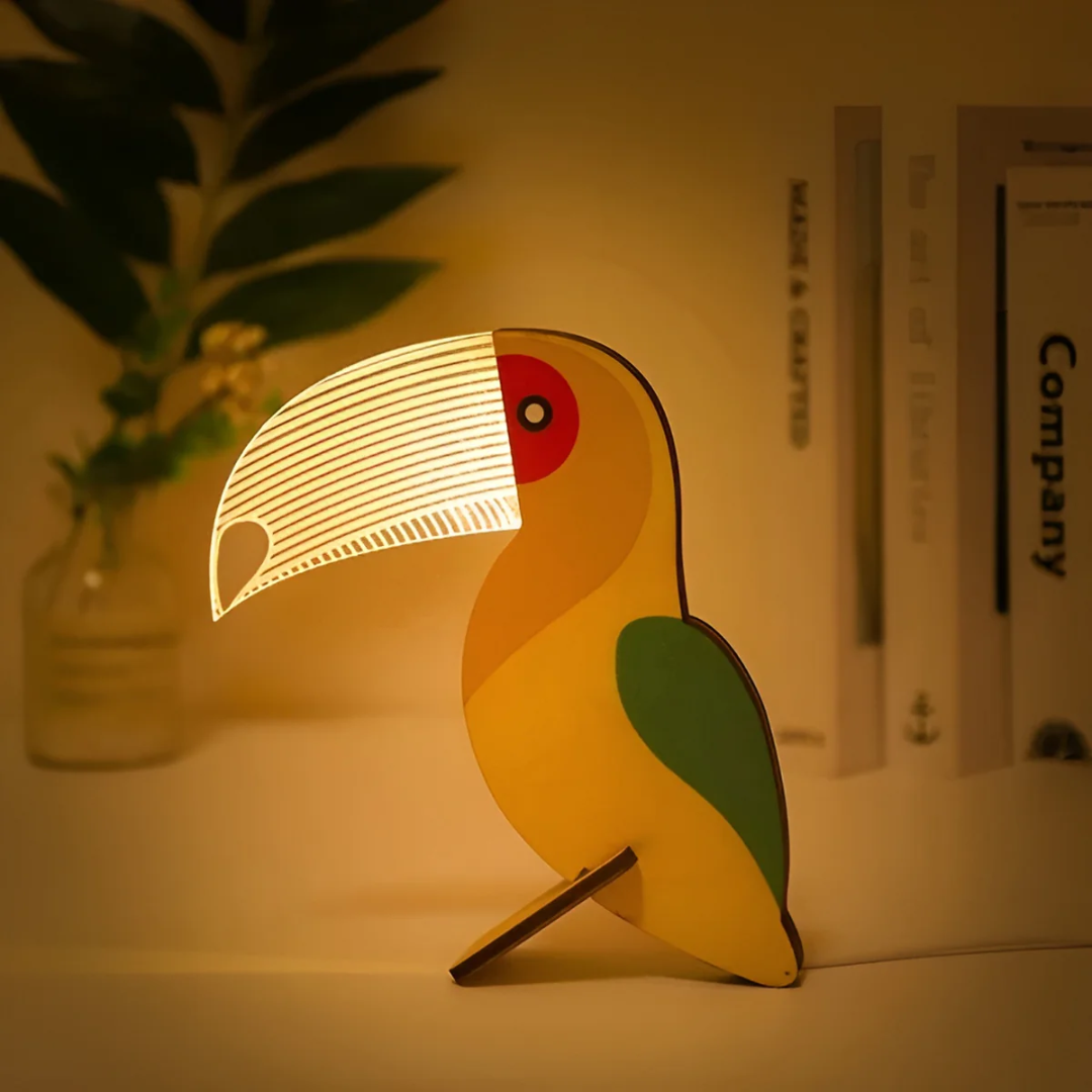 Holz-Tier-Tischlampe mit LED | Skandinavische Nachtlampe für Schlafzimmer & Kinderzimmer