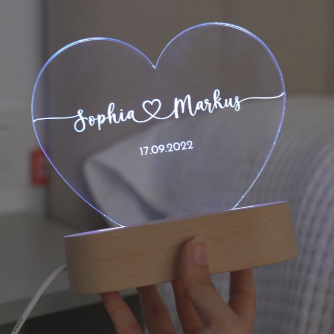 Personalized Night Light with Names and Date – Romantic Light for Couples | Sansoti
