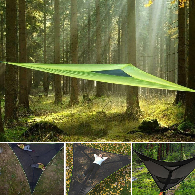 Triangular Hammock for Multiple People Nylon Camping Hammock with 3-Point Suspension System Outdoor Hammock for Families and Group Outings | Sansoti