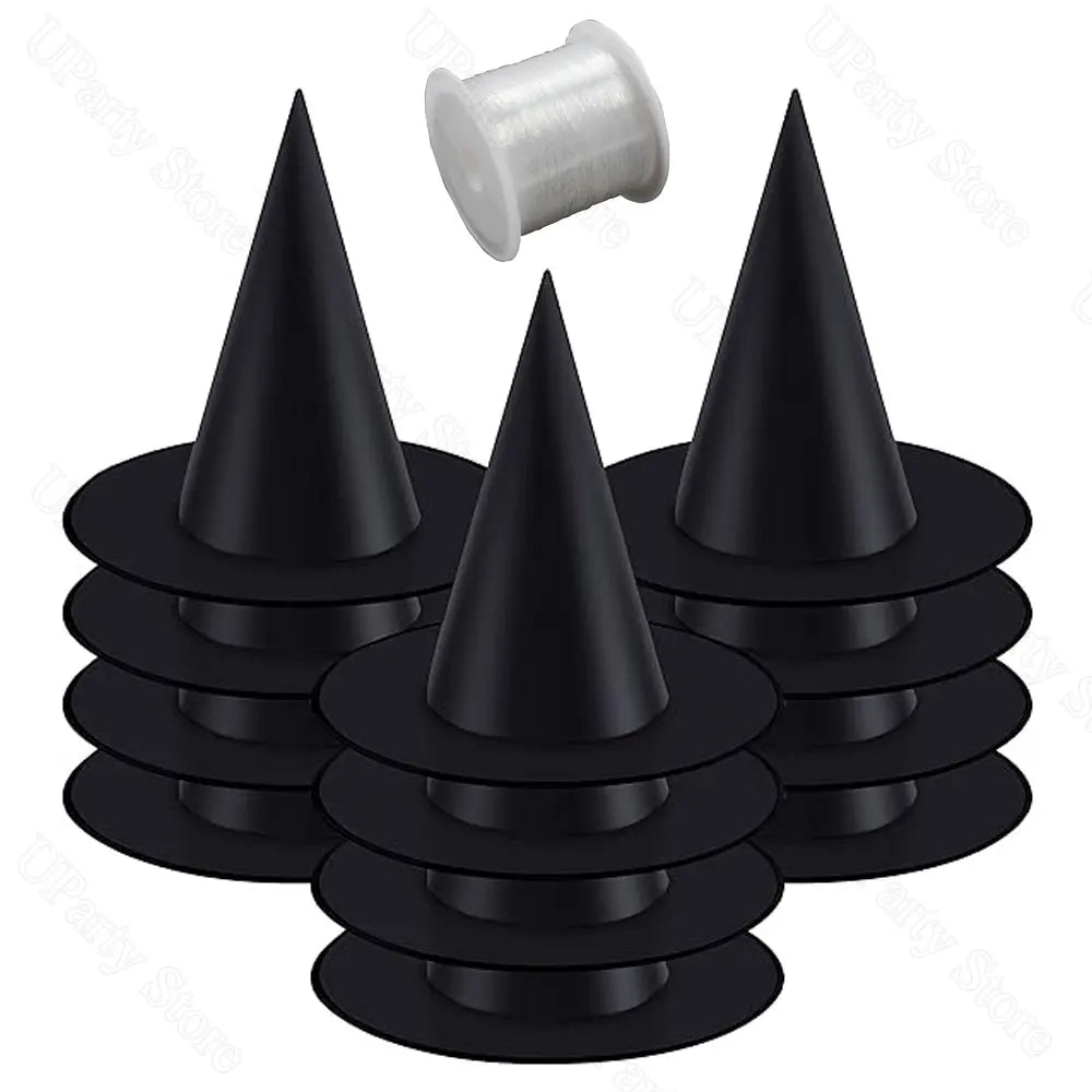 Hanging Witch Hat Decoration Black with Rope Halloween Party Decoration Indoor Outdoor Spooky Atmosphere | Sansoti