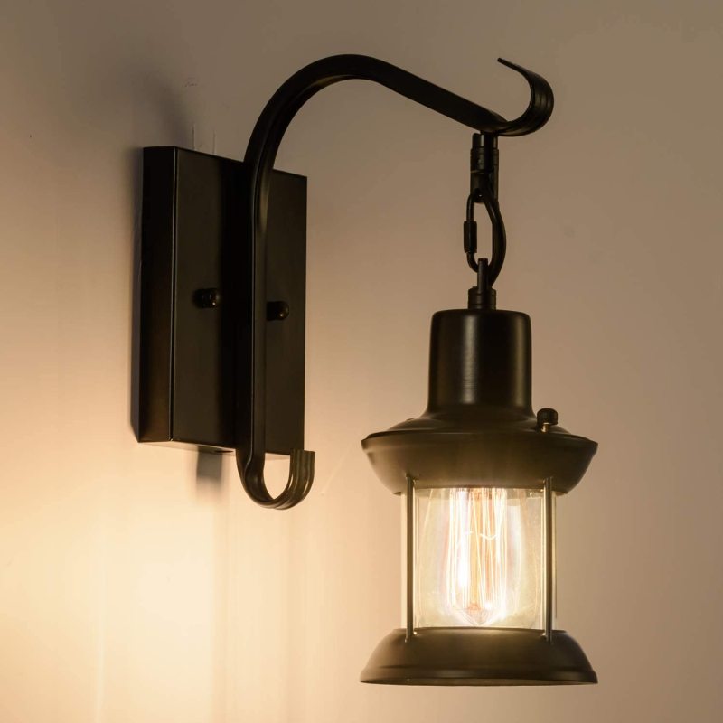 Applique murale en métal au design industriel rétro, douille E27, chambre, salon, bronze noir, éclairage d’ambiance intérieur | Sansoti