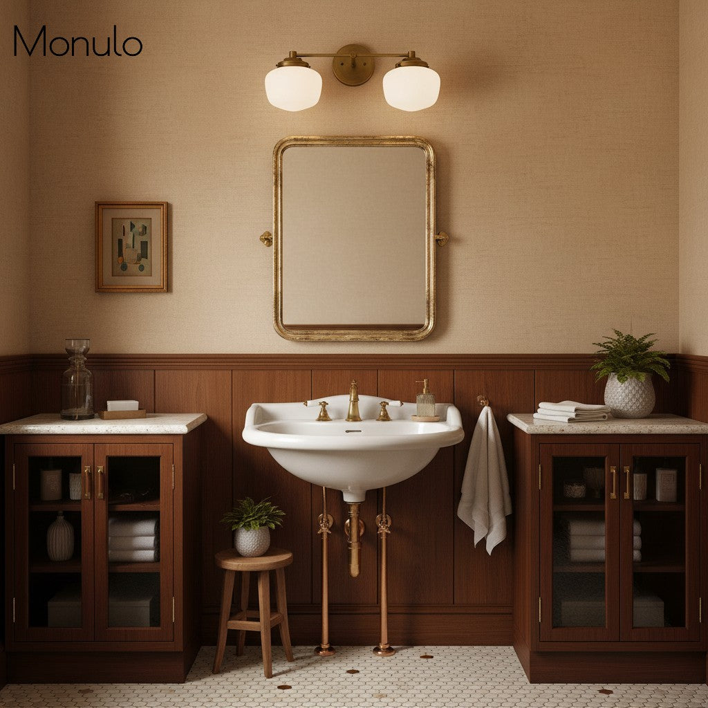 Globe Wall Lamp Classic Bathroom Schoolhouse Lighting Matte Opal Glass for Mirror and Sink | Sansoti