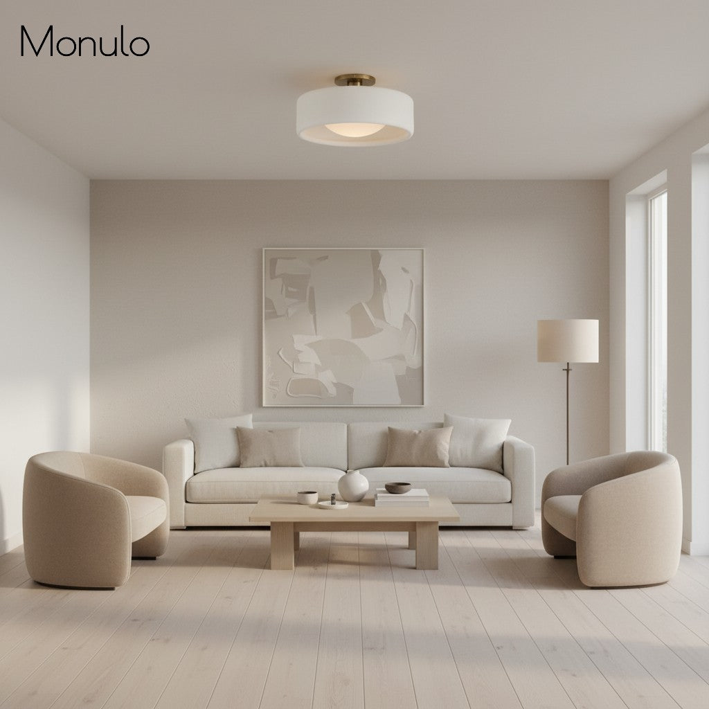 Porcelain Ceiling Lamp Round Modern – Soft Ambient Lighting for Hall Office Kitchen | Sansoti