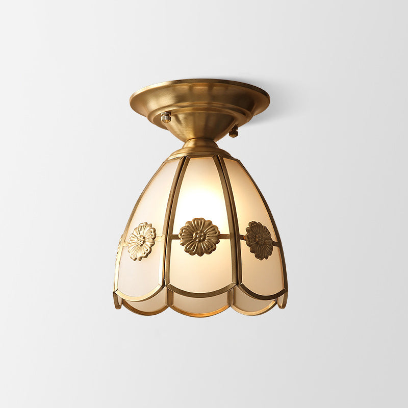 Deckenleuchte Messing Geformtes Metall Semi-Flush - Elegante Kolonialstil Beleuchtung für Flur und Wohnzimmer | Sansoti