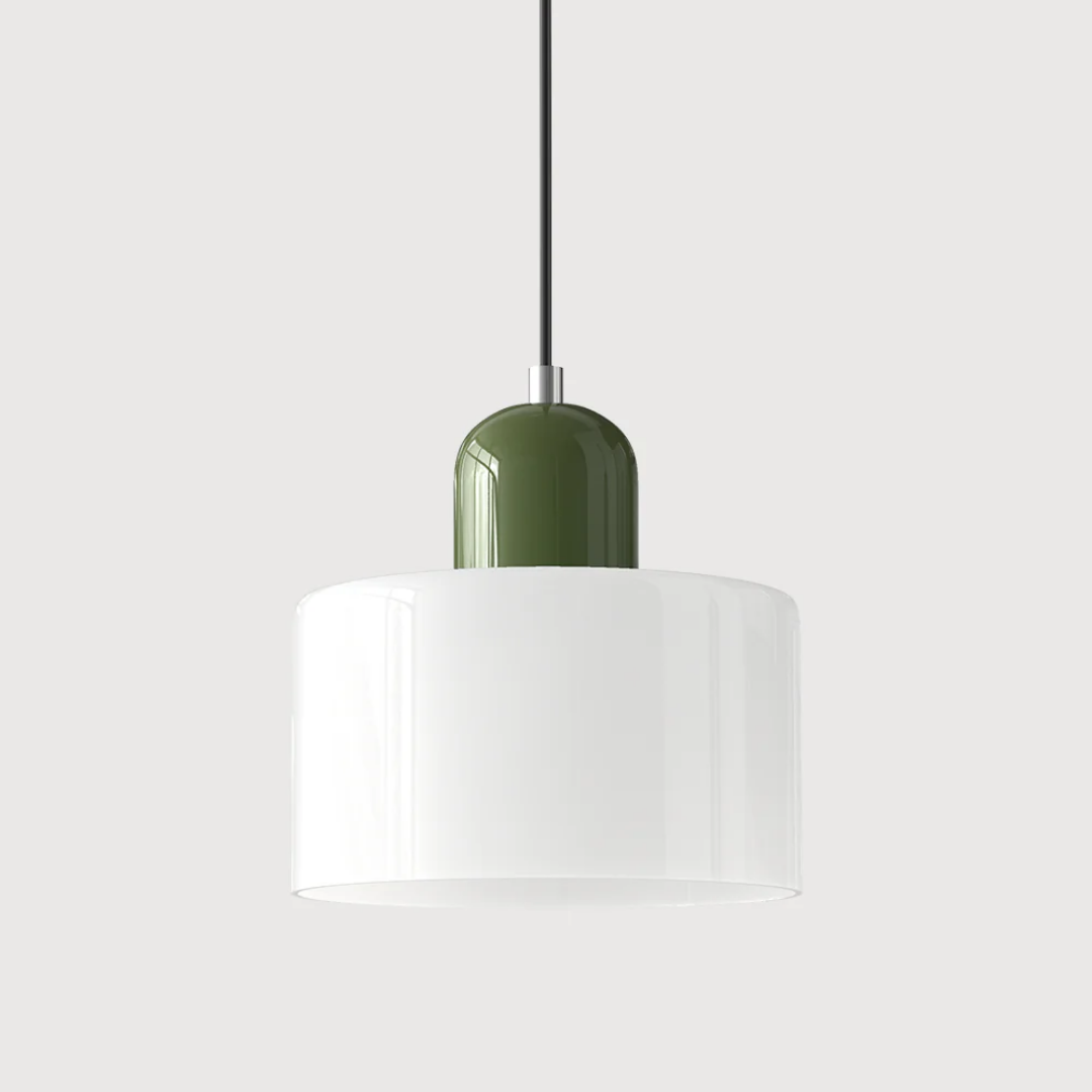 Suspension vintage en verre coloré et métal réglable, éclairage d’ambiance pour coin repas, plafonnier au design rétro | Sansoti