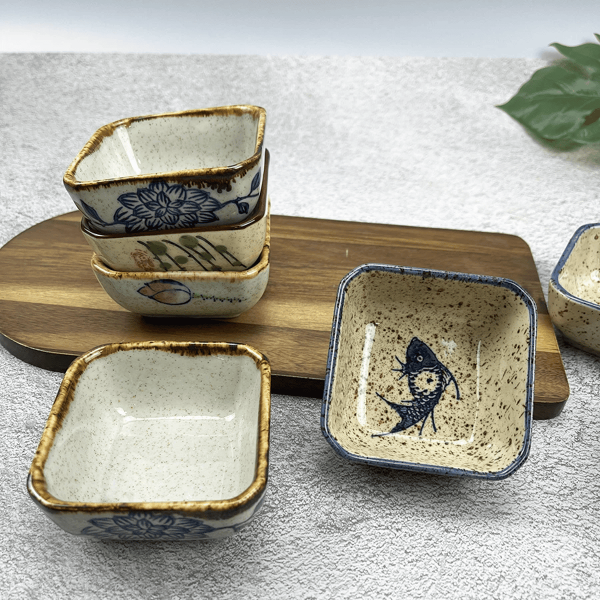 Square Ceramic Sauce Dishes Set of 4 Japanese Style for Soy Sauce, Dipping Sauces, Tapas, Serving, and Side Dishes | Sansoti