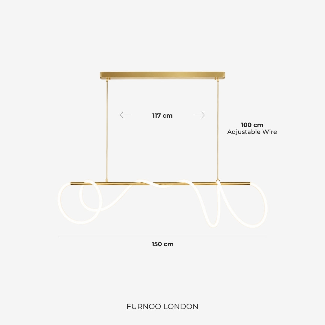 Suspension LED design avec structure en corde métallique noir satin 100 cm dimmable blanc chaud intérieur moderne salle à manger îlot de cuisine | Sansoti