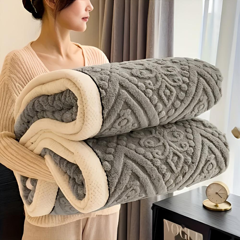 Doppelseitige Sherpa-Decke mit Mandala-Muster, 120-230 cm, besticktes Design, Schlafzimmer, Wohnzimmer | Sansoti