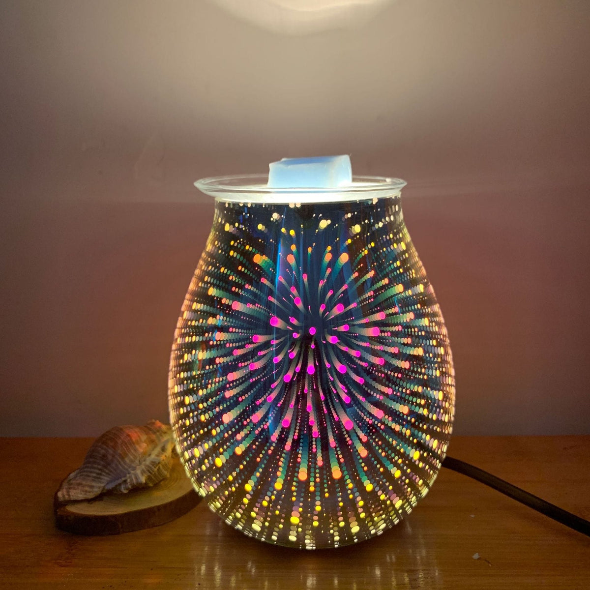 3D Glass Humidifier with Fireworks Light, Aromatherapy Function, and Quiet Operation for Bedroom or Living Room | Sansoti