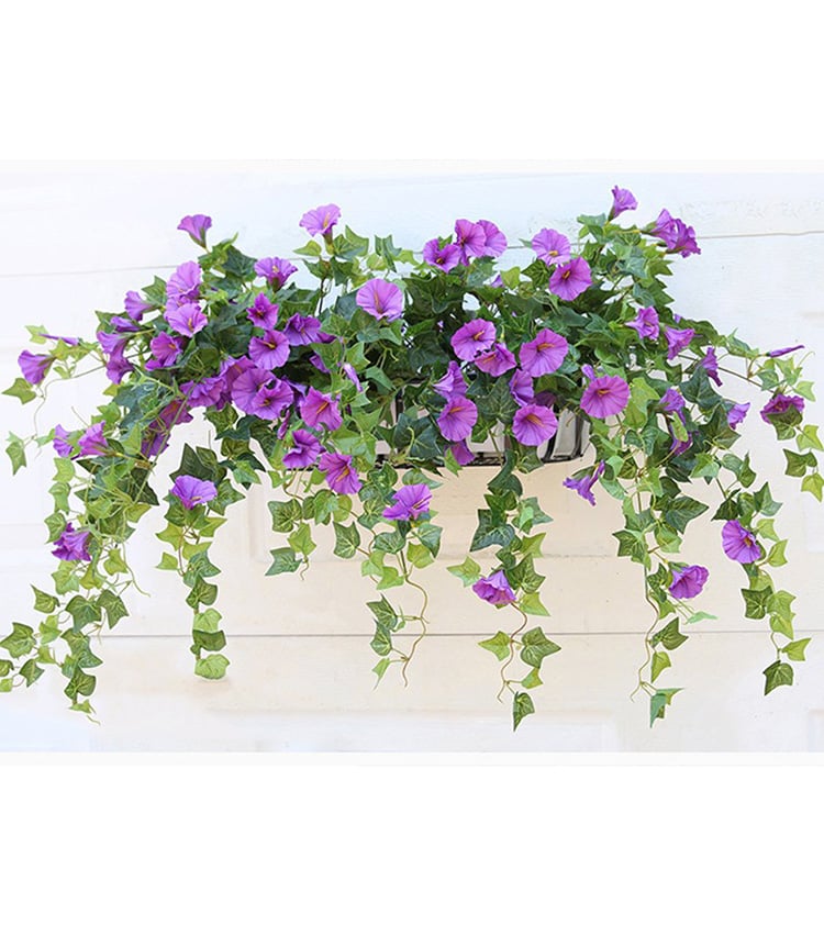 Künstliche Kletterpflanze 90 cm mit 44 Blüten, UV-beständig, für Balkon, Garten und Wohnzimmer, Dekoration als Kunstblume und Hängepflanze | Sansoti