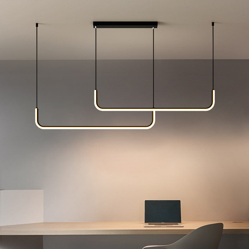 Suspension bar Dumont métal noir LED table à manger îlot cuisine suspension moderne design scandinave | Sansoti