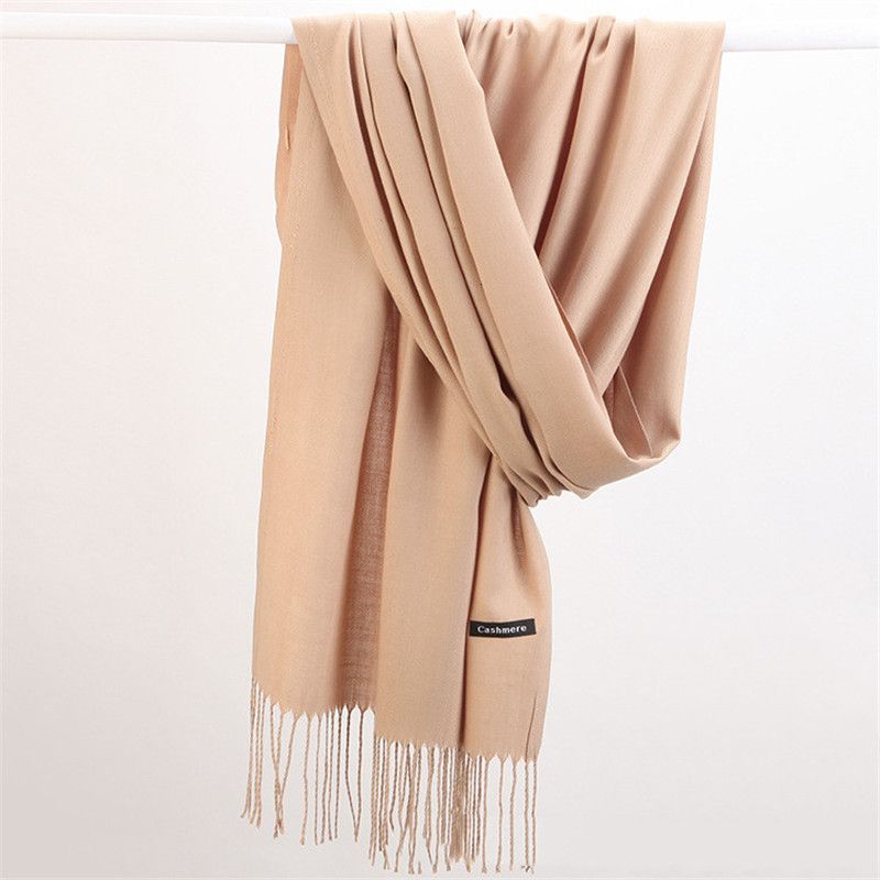 Extra langer Kaschmir-Damenschal, einfarbiger Winterschal, weich, warm und elegant, Accessoire für Herbst und Winter, 10 Farben | Sansoti
