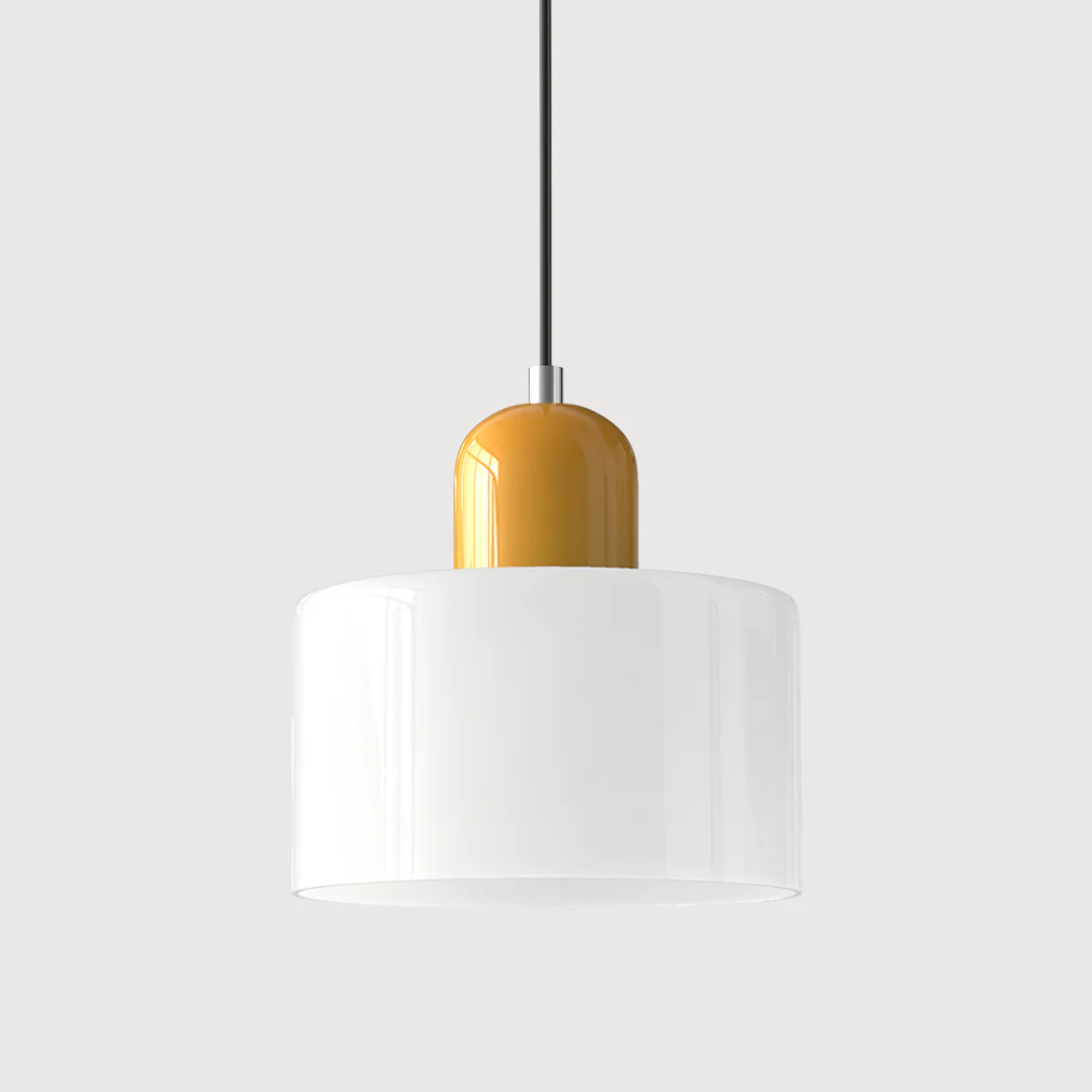 Suspension vintage en verre coloré et métal réglable, éclairage d’ambiance pour coin repas, plafonnier au design rétro | Sansoti