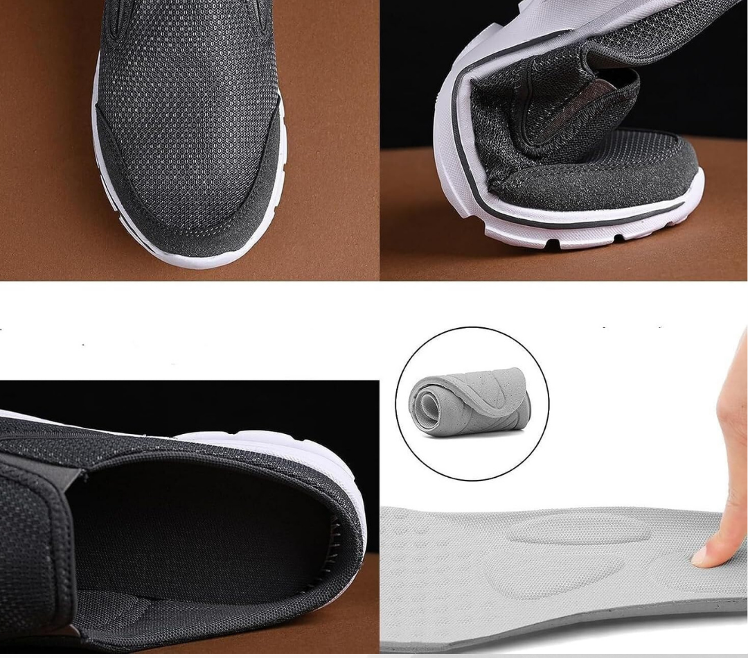 Orthopädische Barfuß-Slipper für Herren in Blau, Grau, Beige und Schwarz, ergonomisch, komfortabel und breit geschnitten zum Gehen und Wandern | Sansoti