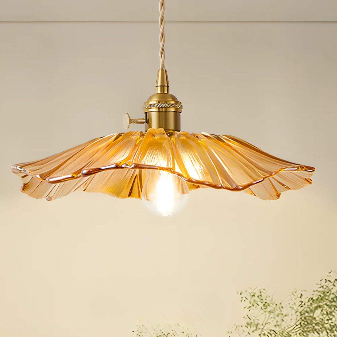 Sansoti | Cullivan Blumenförmige Hängelampe – Glas-Hängelampe mit Goldfassung für Wohnzimmer & Esszimmer