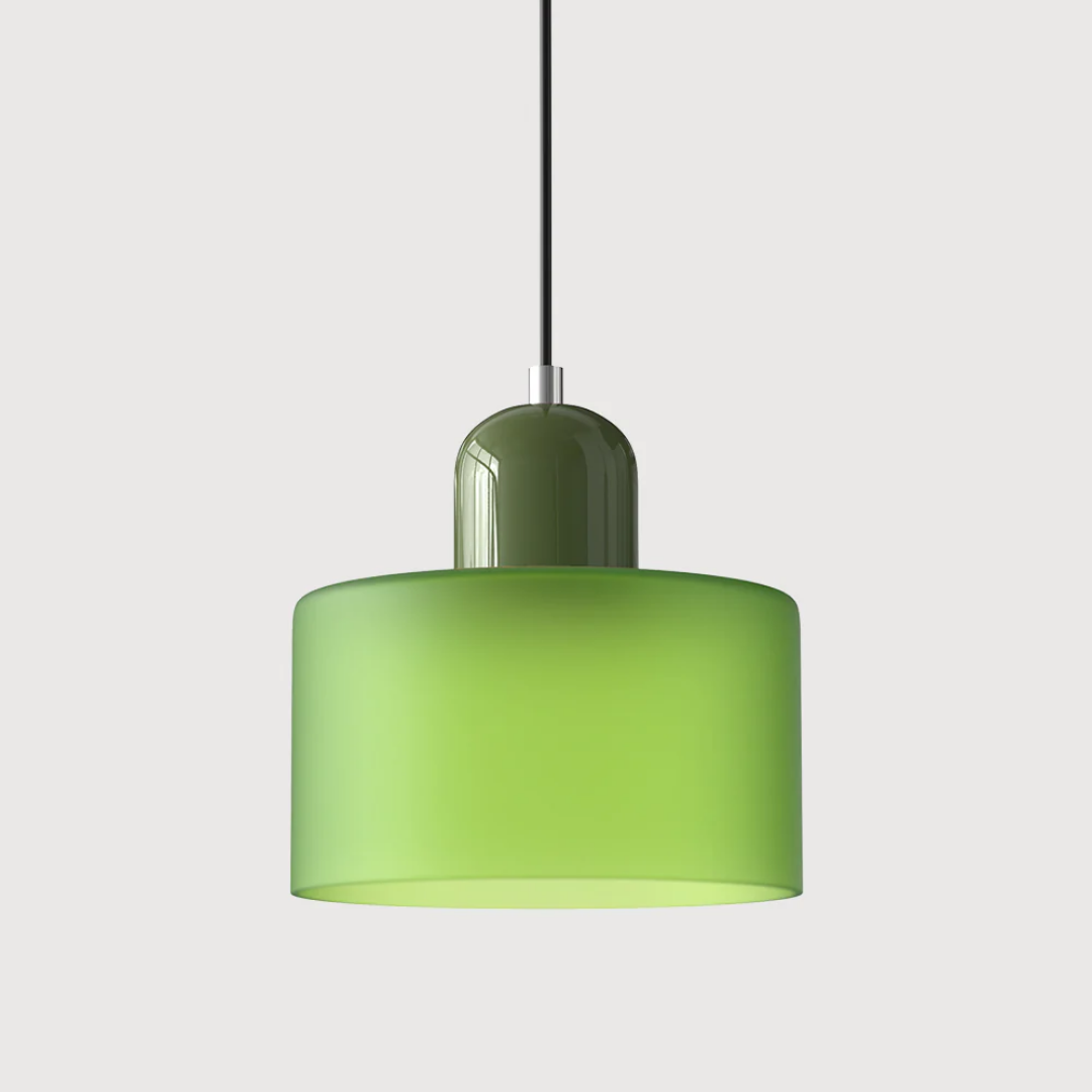 Suspension vintage en verre coloré et métal réglable, éclairage d’ambiance pour coin repas, plafonnier au design rétro | Sansoti