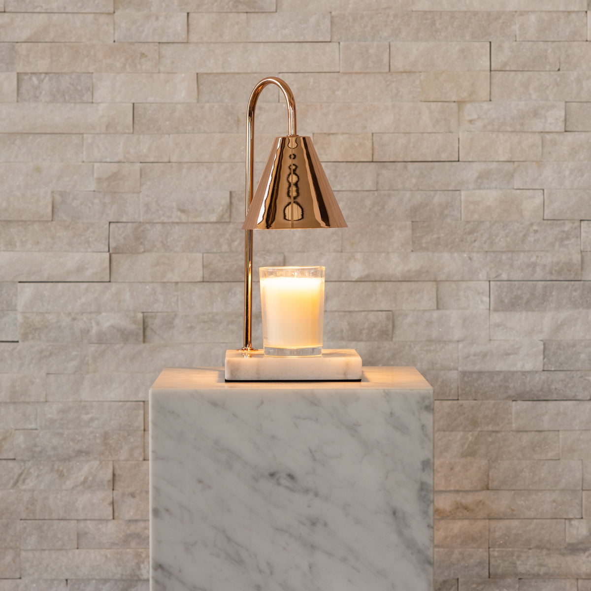 Luxury Candle Warmer Lamp With Timeless Marble Finish And Flameless Warmth | Sansoti