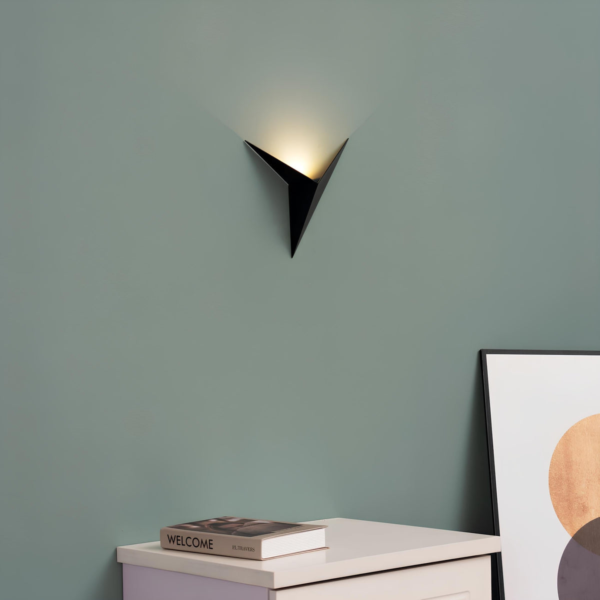 Geometric Wall Lamp Triangle LED Dimmable Nordic Design Black White Gold Lighting Living Room Bedroom | Sansoti