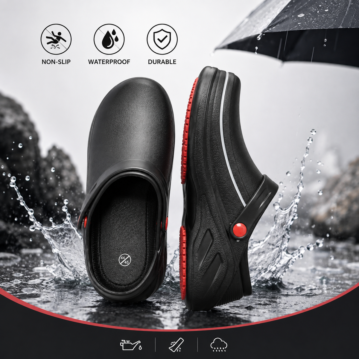 Waterproof Non-Slip Oil-Resistant Work Boots Outdoor Safety Men's Rainproof Work Boots | Sansoti