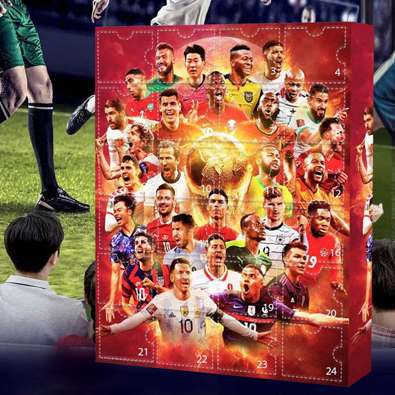 Calendario de Adviento de fútbol con 24 figuras de jugadores en miniatura, conjunto sorpresa de cuenta atrás para Navidad, juguete de regalo para niños | Sansoti