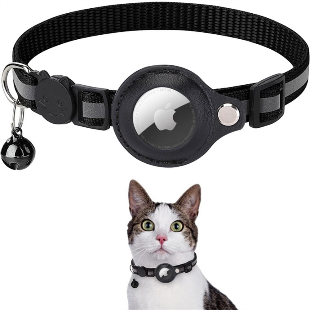 Safety Cat Collar with Reflective Stripes and Quick Release | GPS Tracker Holder | Sansoti