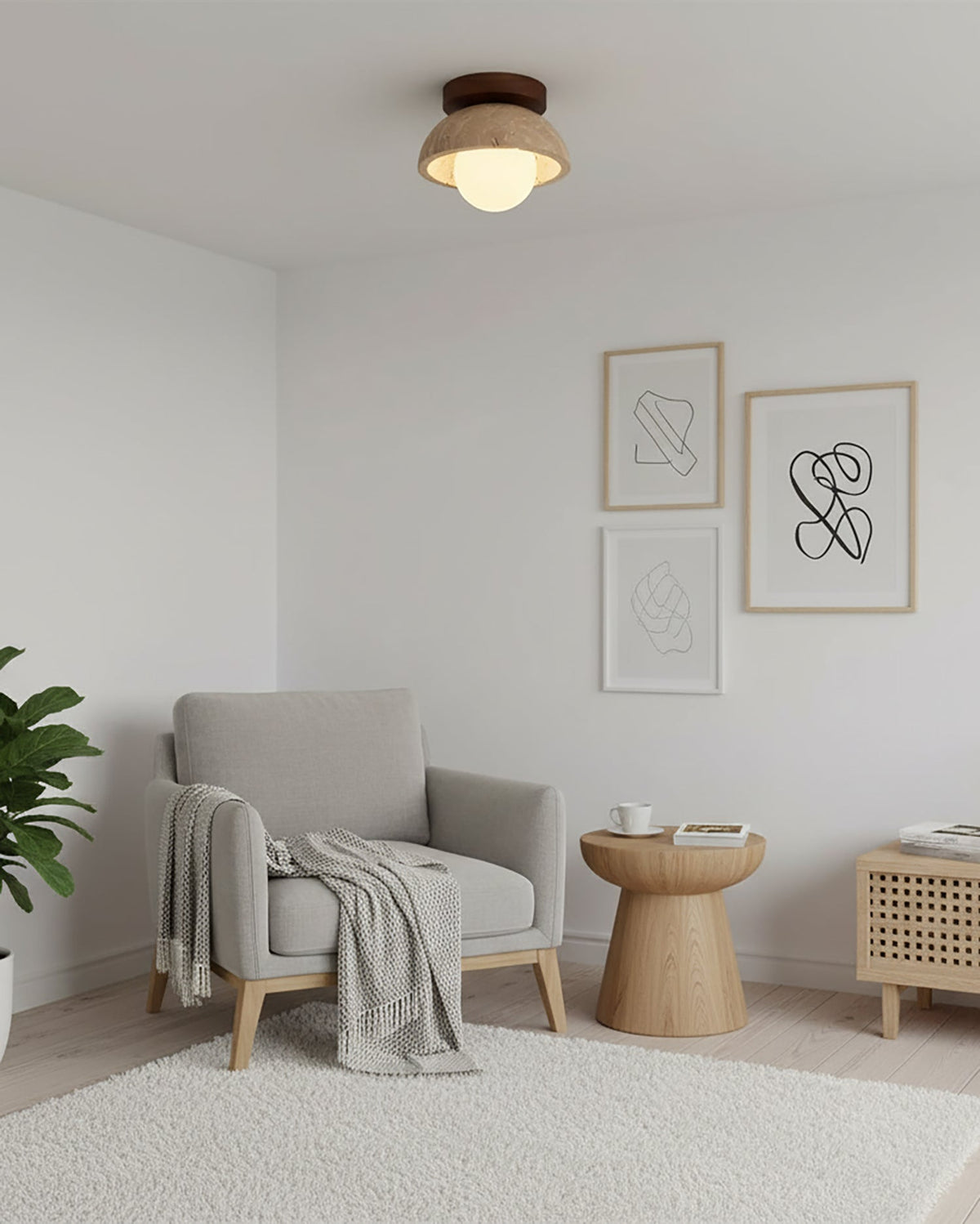 Ronde Plafondlamp Hout G9 Fitting 15cm Dimbaar Wand Plafond Verlichting Badkamer Hal Slaapkamer Woonkamer | Sansoti