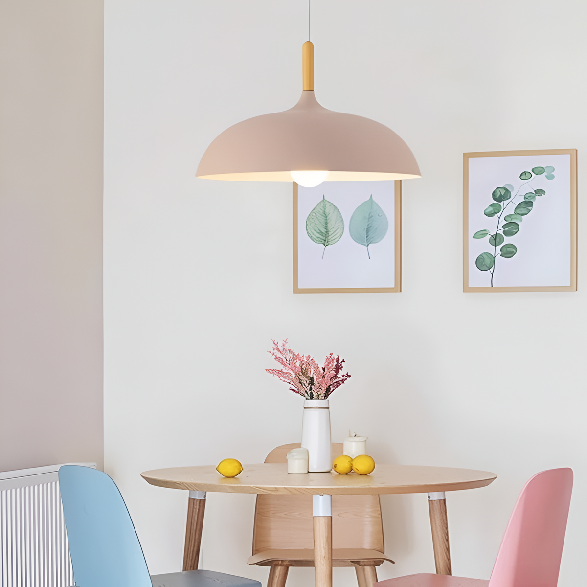 Lámpara colgante de madera y hierro, estilo escandinavo Japandi, redonda, E27, Ø35 Ø60, comedor, cocina | Sansoti