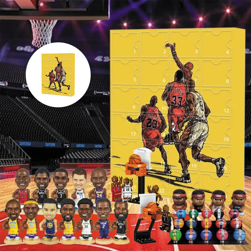 Calendario de Adviento de baloncesto NBA, 24 compartimentos, cuenta atrás de diciembre, figuras coleccionables, adornos y recuerdos para fans | Sansoti