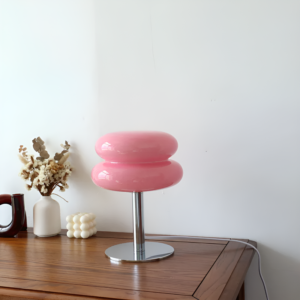 Venice Macaron Mushroom Table Lamp – Design Glass Dome with Iron Base – Decorative Lighting for Bedroom Living Room – Ø18×28cm | Sansoti
