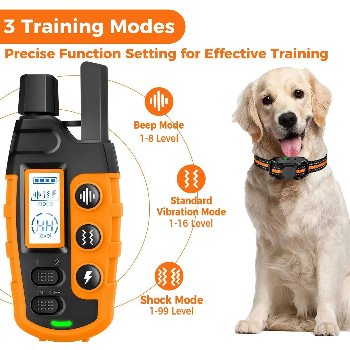 Electronic Dog Training Collar with Remote Control, 1000m Range, Waterproof, 3 Training Modes | Sansoti