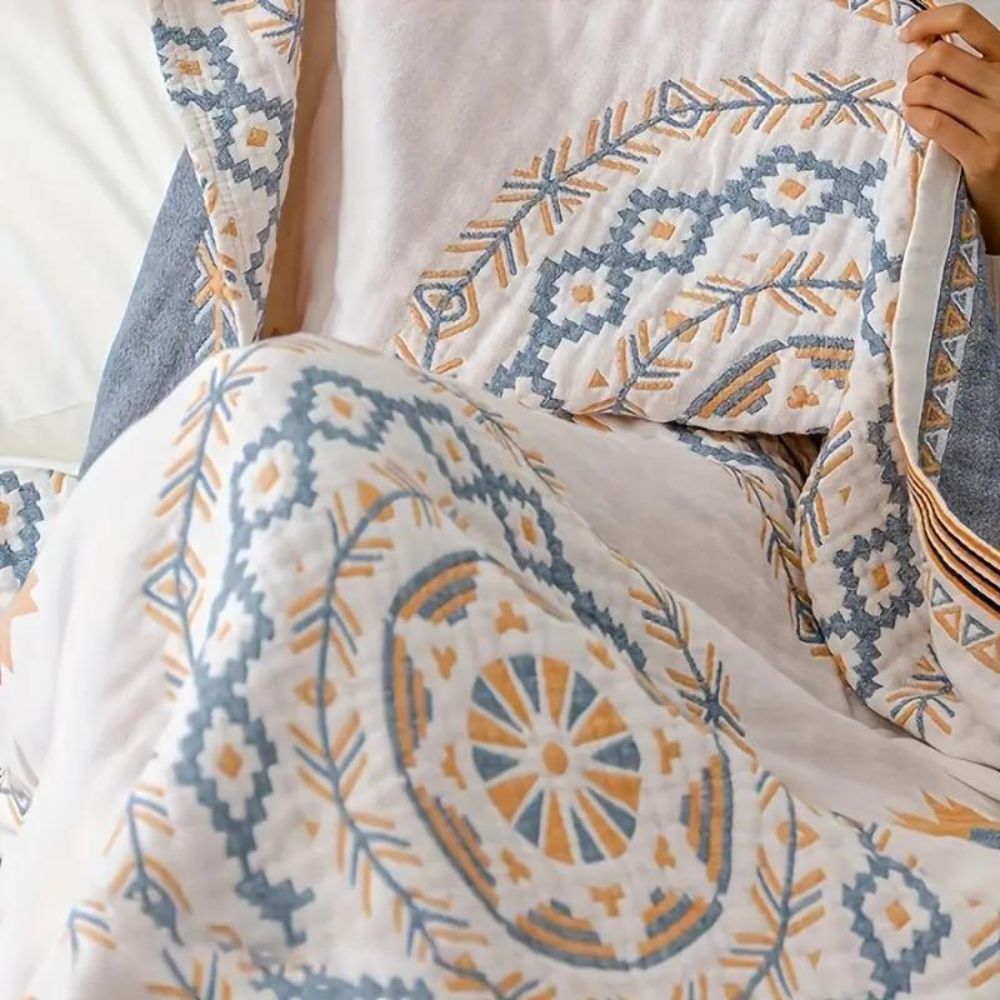 Baumwoll-Plaid mit Mandala-Muster – Boho-Dekorative Decke für Sofa und Bett – 152×203 cm und 203×231 cm | Sansoti