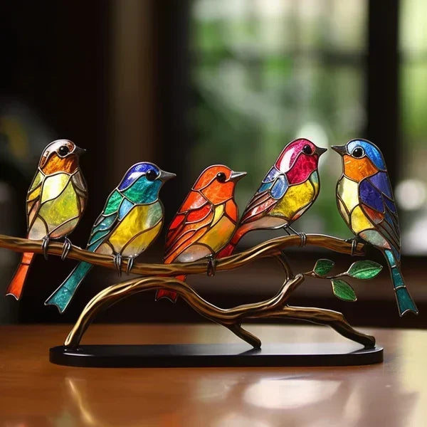 Acrylic Bird Decoration Figure with Branch – Handmade Design Ornament for Living Room and Office | Sansoti