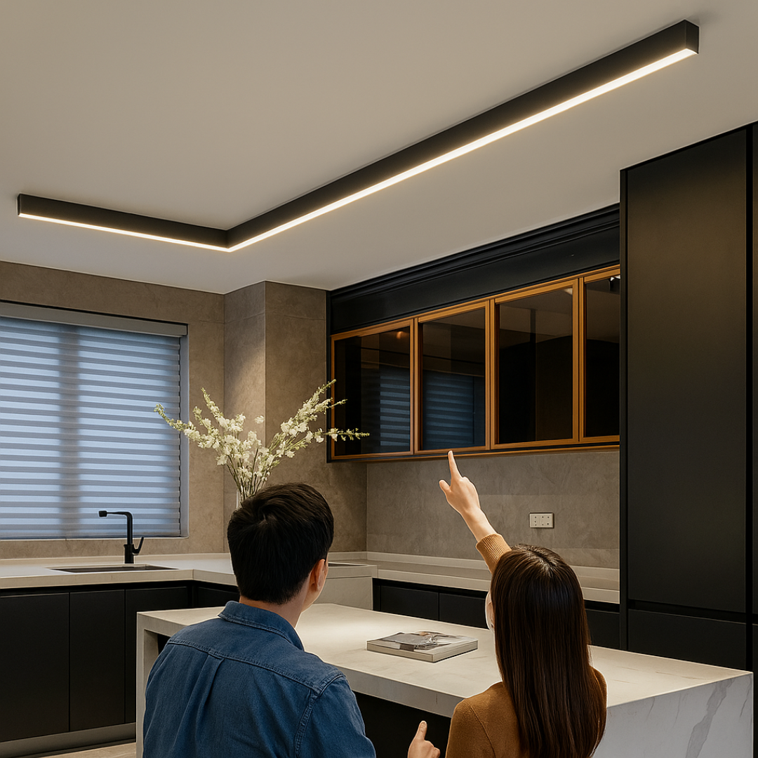 Plafonnier LED design scandinave en aluminium, blanc chaud, à intensité variable, pour salon et chambre, style moderne et élégant | Sansoti