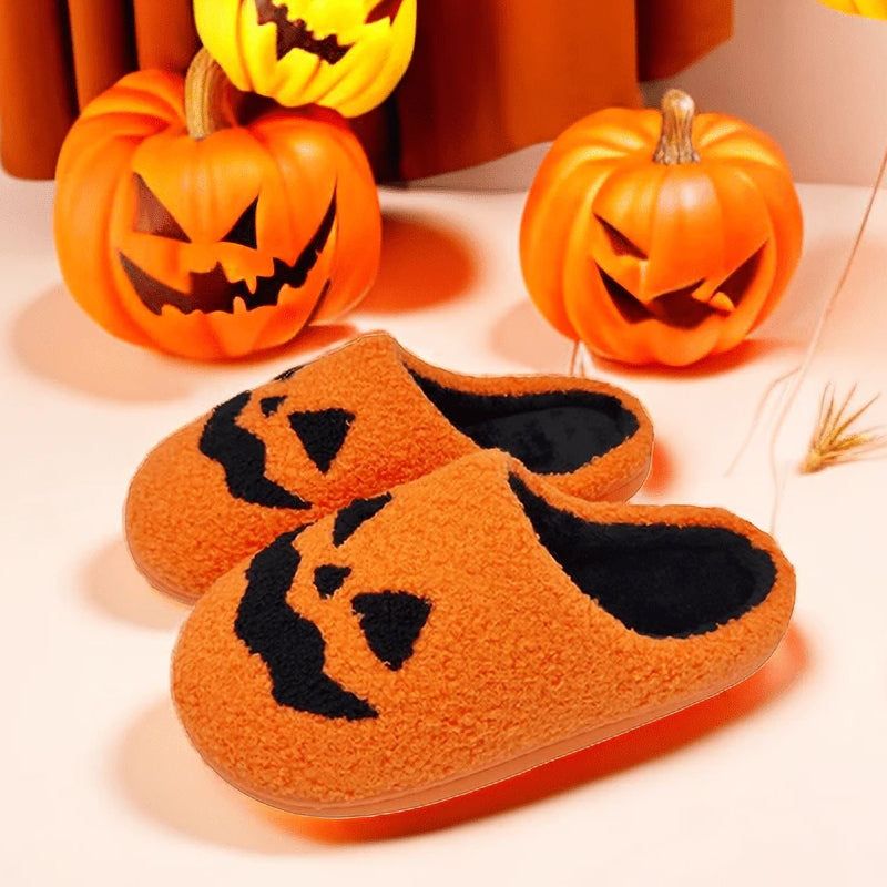 Halloween Huispantoffels met Pompoen of Spook Motief Antislip Zool Warm Pluche Comfortabel Unisex Maat 37-44 | Sansoti
