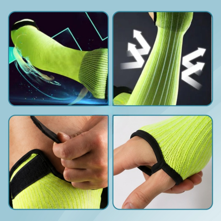 Cut-Resistant Work Arm Sleeves 40 cm with Velcro and Thumb Hole for Safe Gardening and Protection | Sansoti