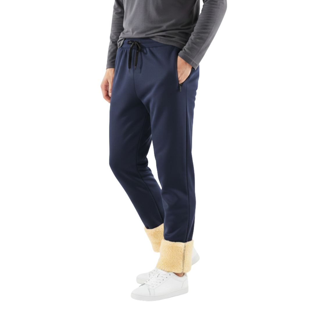 Gevoerde Joggingbroek met Sherpa Binnenvoering Winterbroek Fleece Ritszakken Elastische Taille Comfort | Sansoti
