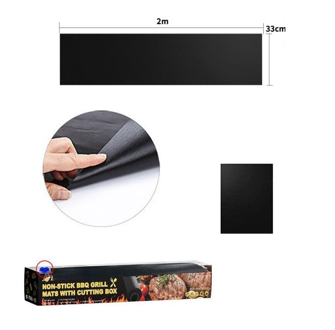 Reusable BBQ Mat 33 cm Heat-Resistant Non-Stick Grill Mat for Barbecue, Oven, Kitchen, Outdoor, Black | Sansoti
