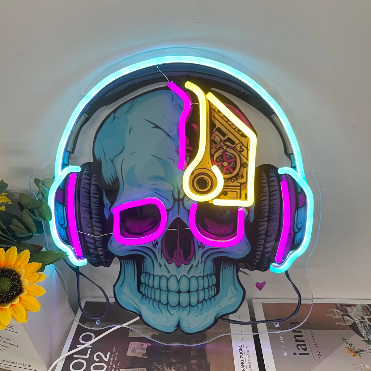 LED Neon Skull Wall Light Bedroom Living Room Bar Mood Lighting Colorful Night Light | Sansoti