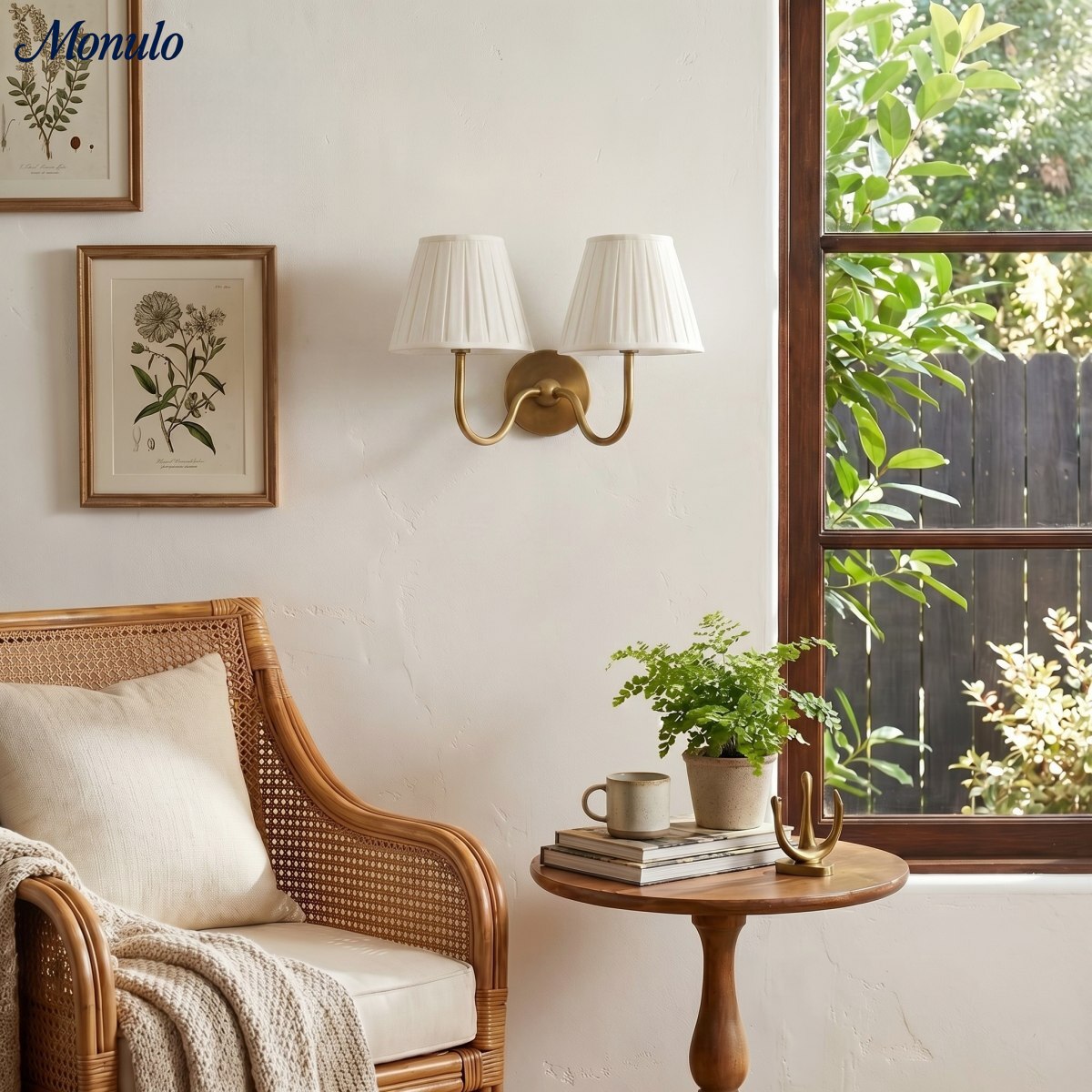 Wall Lamp with Pleated Fabric Shade – Classic Lighting for Bedroom and Living Room | Sansoti