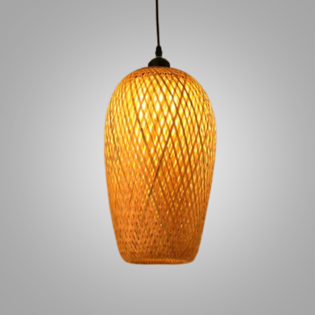 Handgeflochtene Rattan-Hängeleuchte, natürliches Design, warmes Licht, Esszimmer, Wohnzimmer, Boho-Stil, Lampenschirm | Sansoti