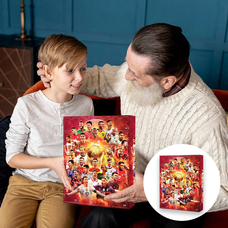 Calendario de Adviento de fútbol con 24 figuras de jugadores en miniatura, conjunto sorpresa de cuenta atrás para Navidad, juguete de regalo para niños | Sansoti